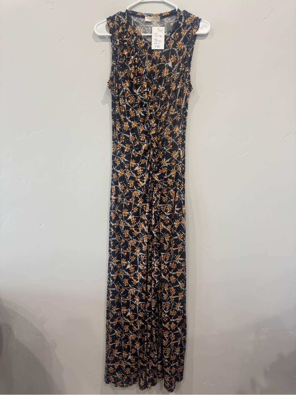 NWOT Ulla Johnson Elise Black Maxi Dress with Orange Floral Print Fall Wardrobe - Picture 3 of 5